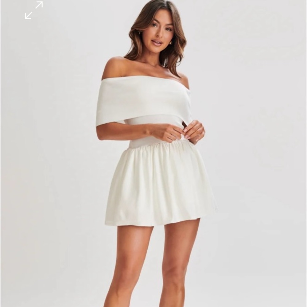 Meshki Off-Shoulder White Mini Dress
